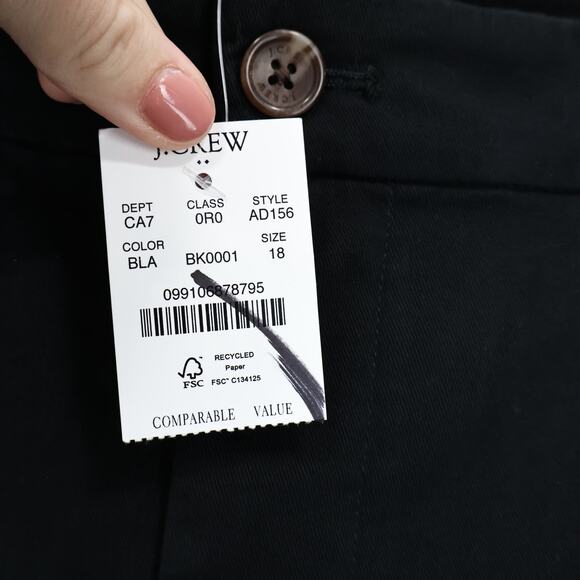 NWT J.Crew Factory High-Rise Straight Leg Girlfriend Chino Pant In Black Size 18 - Picture 8 of 8